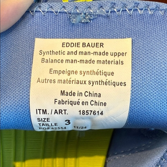 Eddie Bauer Sandals Closed Bump Toe Kids Bright Blue Lime Adventure Sandals Sz 3 - Picture 9 of 12